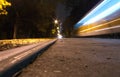 Night tram moves fast