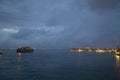 night travel by ferry to the sea, isla mujeres, Mexico Royalty Free Stock Photo