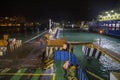 night travel by ferry to the sea, isla mujeres, Mexico Royalty Free Stock Photo