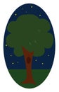 Night tree, vector or color illustration