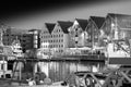 Night Tromso black and white postcard background Royalty Free Stock Photo