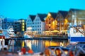 Night Tromso city background Royalty Free Stock Photo