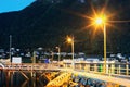 Night Tromso city pier background Royalty Free Stock Photo