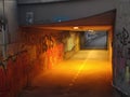 Night tunnel graffiti Klagenfurt Austria Royalty Free Stock Photo