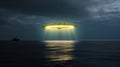 At night a UFO with a shiny hull flies high in the sky_005 Royalty Free Stock Photo