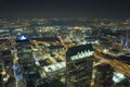 Night urban landscape of downtown district of Tampa city in Florida, USA. Skyline with brightly illuminated high Royalty Free Stock Photo