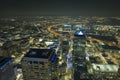 Night urban landscape of downtown district of Tampa city in Florida, USA. Skyline with brightly illuminated high Royalty Free Stock Photo