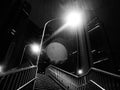 Night urban street with lights and stairway
