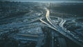 Night urban traffic road system sight aerial view Royalty Free Stock Photo