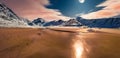 Night on Utakleiv beach, Norway, Europe.