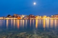 Night Venetian quay, Chania, Crete Royalty Free Stock Photo