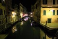 Night in Venice city, Italy. Sea, water, light, ancient buildings, history, timeless architecture, art, colours and tourism Royalty Free Stock Photo