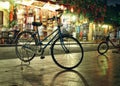 Bicycles on the night street