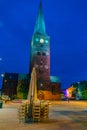 Night view of Aarhus cathedral in Denmark Royalty Free Stock Photo