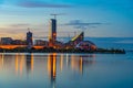 Night view of Aarhus Domen building in Denmark Royalty Free Stock Photo