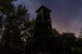 Night view on an abandoned guard tower standing in the forest of Hanita on the border with Lebanon since the War of Independence o Royalty Free Stock Photo