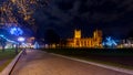 Night View Across Collage Green of Bristol Cathedral at Christmas Royalty Free Stock Photo