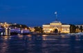 Night view of the Admiralty building and Palace bridge. St. Petersburg Royalty Free Stock Photo