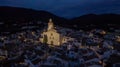 night view from the air of the fishing village of Cadaques