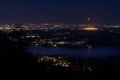 Night view of the airport of Milan Malpensa, Milan and lake Varese Royalty Free Stock Photo