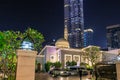 Night view of the Al Rahim Mosque located on the Dubai marina promenade in Dubai city, United Arab Emirates Royalty Free Stock Photo