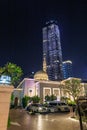 Night view of the Al Rahim Mosque located on the Dubai marina promenade in Dubai city, United Arab Emirates Royalty Free Stock Photo