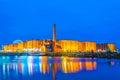 Night view of albert dock and the pump house in liverpool, England