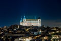 Night View of the Alcazar de Toledo With Clear Skies Royalty Free Stock Photo