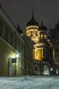 Night view of a Alexander Nevsky Cathedral in Tallinn. Estonia Royalty Free Stock Photo