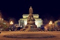 night view of the Alexandrinsky theater and the monument to Catherine the great in Ostrovsky square in St. Petersburg, Russia