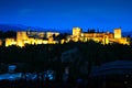 Night view of the Alhambra, Granada, Spain Royalty Free Stock Photo