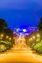 Night view of an alley leading to the Royal Palace in Oslo, the capital of Norway...IMAGE Royalty Free Stock Photo