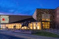 Night view of the American Quarter Horse Hall of Fame and Museum