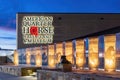 Night view of the American Quarter Horse Hall of Fame and Museum