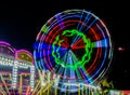 Night View of Amusement park rides, Ferris Wheel Royalty Free Stock Photo