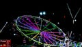 Night View of Amusement park rides, Ferris Wheel Royalty Free Stock Photo