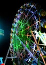 Night View of Amusement park rides, Ferris Wheel Royalty Free Stock Photo