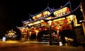 Night view of the ancient Chinese gate at Qintai Road historic district, Chengdu, Sichuan, People Republic of China