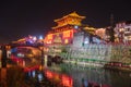 The night view of the ancient city gate