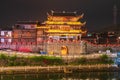 The night view of the ancient city gate