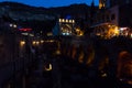 Night view of ancient district Abanotubani, known for its sulfur baths in Tbilisi, Georgia Royalty Free Stock Photo