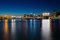 Night view of the ancient harbor, City of Genoa, Italy/ Genoa landscape/ Genoa Skyline Royalty Free Stock Photo