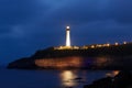 The night view of Anget-Biarritz lighthouse, France. Royalty Free Stock Photo
