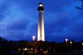 The night view of Anget-Biarritz lighthouse, France. Royalty Free Stock Photo