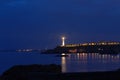 The night view of Anget-Biarritz lighthouse, France. Royalty Free Stock Photo