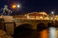 Night view on Anichkov Bridge