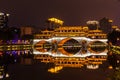 Night view of Anshun Bridge in Chengdu Royalty Free Stock Photo