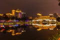 Night view of Anshun Bridge in Chengdu Royalty Free Stock Photo