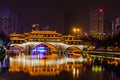 Night view of Anshun Bridge in Chengdu Royalty Free Stock Photo