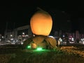 Night view of the Apricot statue in Malatya